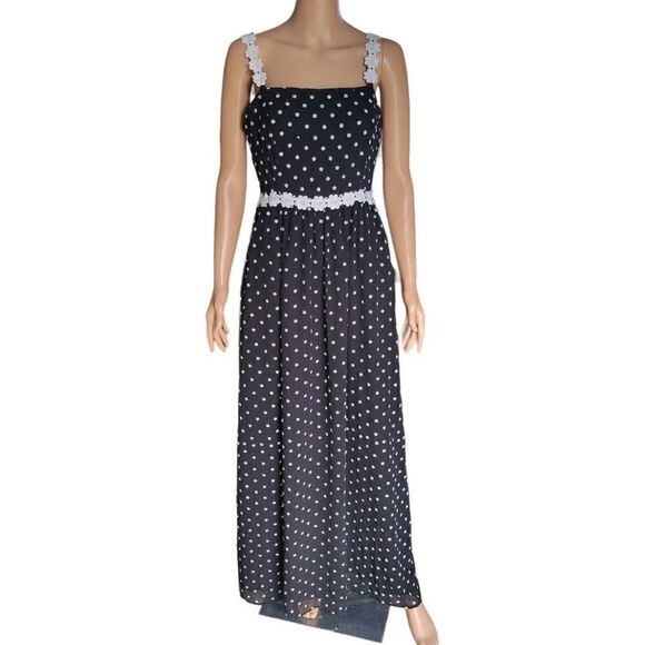 Modcloth Maxi Black & White Polkadot Daisy Dress (Size M) - Picture 1 of 7